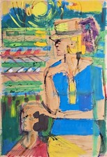 Bernard PELTRIAUX (1921-1999) HsP 51x35cm Régates Jeune Peinture Ecole de Paris