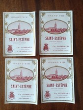 Lot 4 étiquettes anciennes vin Saint-Estèphe Bordeaux
