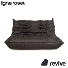 Ligne Roset Togo Cuir Vegan Tissu Canapé Deux Places Noir Rembourrage