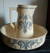 Antique Lavabo Pichet Sarrguemines Bon État Collection Vintage