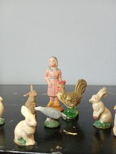 Divers Anciens 16 Mini Animaux de la ferme + fermière - Années 60