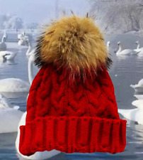 Chapeaux Bonnet en Laine doux de haute qualité avec pompon amovible de fourrure.