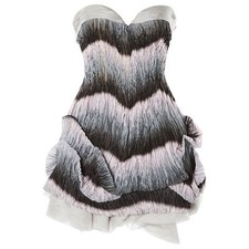 3900 USD ERMANNO SCERVINO BUSTIER PLEATED GREY DRESS 38 FR 42 IT 8 US