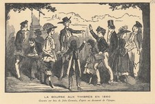 CARTE POSTALE LA BOURSE AUX TIMBRES EN  1860 - + YT 512 PARIS 25/11/41