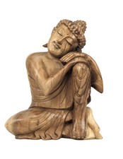 Statue de Bouddha assis 30cm - Bois massif brut sc