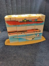 ANCIEN JEU CUBES ASEO PLASTIQUE AVION CONCORDE TRAIN TGV ANIMAUX SPORT EMPILAGE