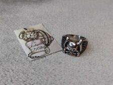Bague homme tête de mort avec ailes gothique en acier  taille 65