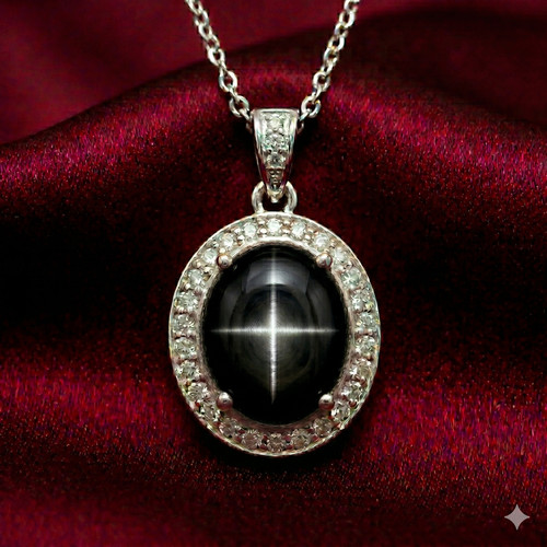 Pendentif saphir étoile noire