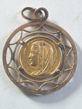 MEDAILLE RELIGIEUSE VIERGE MARIE PLAQUEE OR ANCIENNE LOURDES DEBUT XXeS 