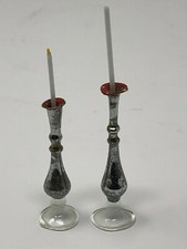 PAIRE DE PIQUE CIERGE VERRE XVIII ème Siècle Miniature Nevers ? Bougeoir GLASS