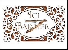 Pochoir plastique Mylar  21 x 29,7 cm  enseigne ici barbier