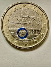 Pièce de 1 euro de l’année 1999 Finlande avec erreur de frappe 