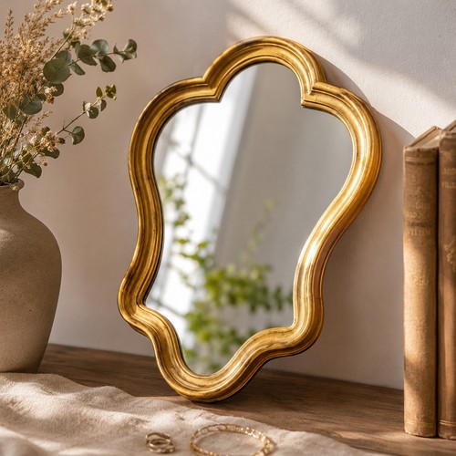 Miroir vintage doré bois - doré,