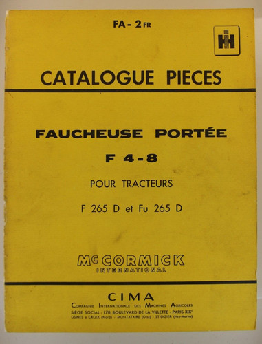 Catalogue pièces faucheuse - pièces,