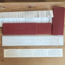 Règle à calcul Graphoplex France + Étui Bordeaux, Table de Correspondance Notice