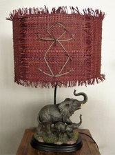 LAMPE 2 ÉLÉPHANTS ABAT-JOUR
