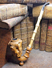 Pipe  EN BUIS en bois ronceux brut et tourné    le foyer est tubé de terre cuite