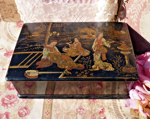 Ancienne boite laquée - boite, à