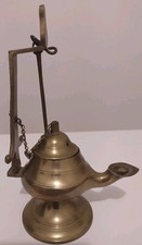 Lampe à huile ancienne en laiton avec éteignoir - Décoration vintage orientale