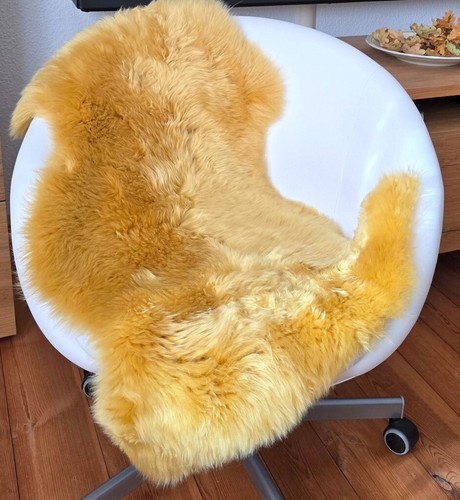 Tapis peau mouton jaune - tapis,
