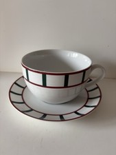 Déjeuner Tasse Sous Tasse porcelaine Fine vert et rouge Vaisselle Basque Déco