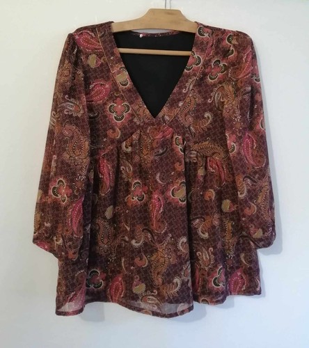 Blouse marron fils dorés