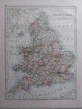 1904 Carte ~ Angleterre & Pays