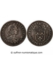 France Louis XIV - 1/12 Ecu Argent Mèche Courte 1644 D Lyon