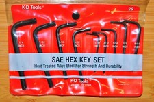 Hex Key Inch Sae 9 pcs Precision L Key from 5/64" to 1/4" KD 29 Made in USA NEW