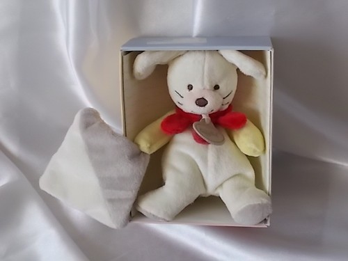 Doudou pantin chien blanc - pantin,,