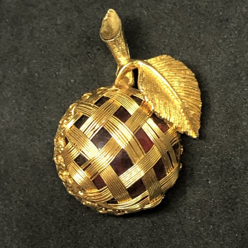 Gold toned cherry lapel pin - gold,
