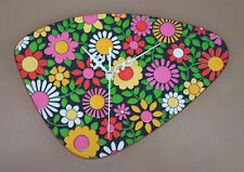 Pendule vintage FLEURS MULTICOLORES ancien horloge pendulette MARCHE FLOWERS #2