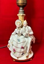 Vintage Leviton Chevet Lampe or Blanc Porcelaine Homme/Femme Fait En Allemagne