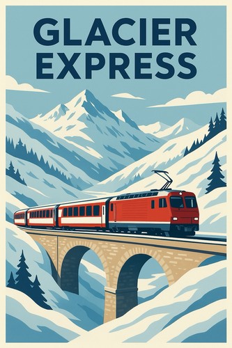 Affiche poster suisse train - poster,