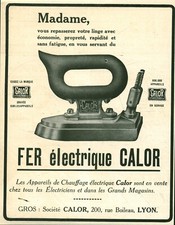 Publicité ancienne fer à repasser électrique Calor issue de magazine 1921 -1923
