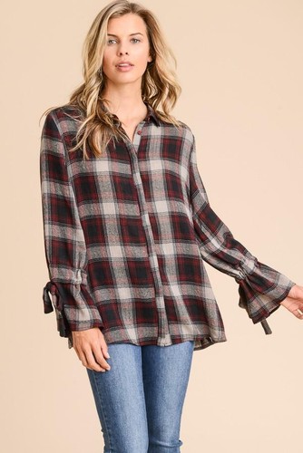 Fiona plaid long sleeve shirt - plaid,