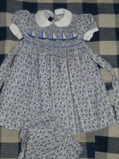 Robe ancienne  Liberty    smocks , bateaux  , bloomer  ,BB   6 mois ,  poupée