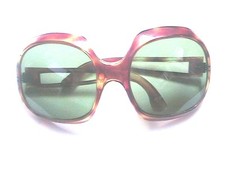 FRENCH 1960s OVERSIZED BUG TORTOISE SUNGLASSES~GREEN LENSES~JACKIE O. STYLE~NEW