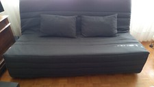 CANAPE LIT CLIC CLAC 130 CM MATELAS BULTEX COUETTE ANTHRACITE T BON ETAT 