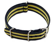 Bracelet montre NATO Nylon résistant rayé jaune et bleu18mm 20mm 22mm 24mm NEUF