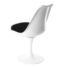 Chaise tulip blanc pivotante type Saarinen avec coussin noir tulipe neuf