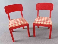 Lundby of Sweden Réf 2511 - Cuisine Continental 2 Chaises Rouge Tissus Carreaux 