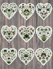 Green Floral Heart Die Cut