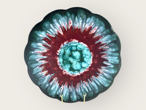 Plat longwy faience tourmaline - longwy,