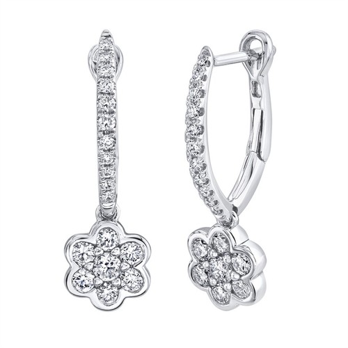 14k blanc fleur diamant - 14k,