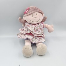 Doudou poupée fille rose prune robe fleurs Nina Kenza NOUKIE'S 35 cm - 20971