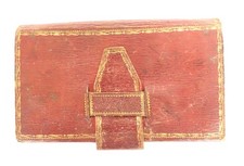 Pochette portefeuille porte-documents cuir maroquin rouge Ier Empire XIXè