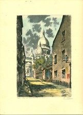 Eau forte gravure Paris rue du