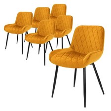 6x Chaises de salle à manger jaune moutarde retro en velours fauteuil deco salon