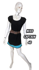 Miss Captain Trend Taille 40 Superbe Robe manches courtes noire turquoise